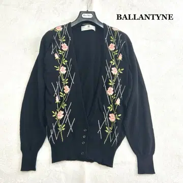 고품질 발렌타인 캐시미어100% 꽃무늬 장미 가디건 겉옷 38
