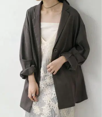 kasutane 다크 그레이 테일러드 자켓