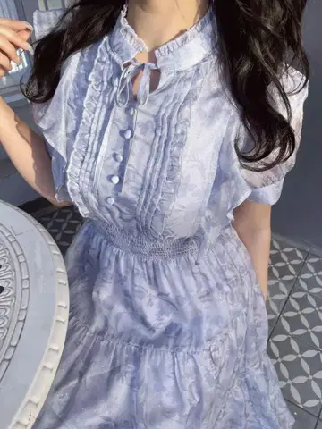 evelyn 라메 프릴 꽃무늬 OP 원피스
