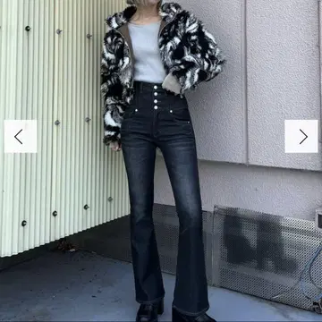 EMODA 백 레이스업 하이웨스트 페기스 S 사이즈 블랙
