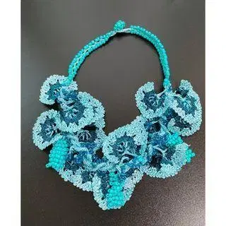 o32 터키 오야 자수 목걸이 비즈 플라워 자수 블루 꽃