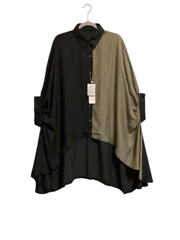 [ Material ] 배색 돌먼 오버 셔츠 블랙