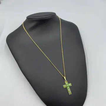 232 빈티지 크로스형 목걸이 골드 그린