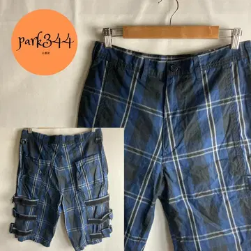 [ MILKBOY 체크 무늬 벨크로 테이프 디자인 하프 팬츠 78cm ]