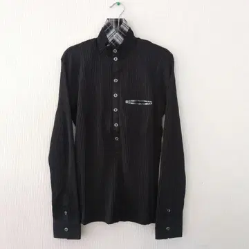 MENSBIGI 블랙 스트라이프 긴팔 셔츠 일본제