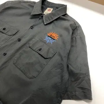 Dickies 워크 셔츠 반팔 태양 로고 다크 그레이 남성용 L