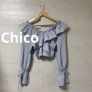 [ Chico ] 오프숄더 상의 프릴 귀여운 걸리시 리본