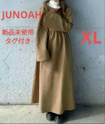 주노아 JUNOAH 택 포함 미사용 새상품 퍼프 자카드 플레어 원피스