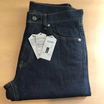 무지 라보 재팬 패브릭 스트레치 데님 테이퍼드 네이비 미사용