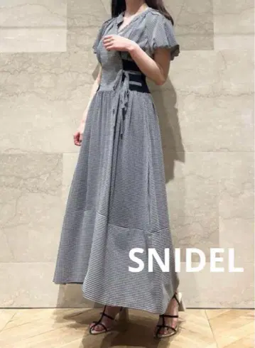 SNIDEL 허리 리브 시어 원피스