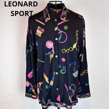 LEONARD SPORT L 컬러풀 프린트 긴팔 셔츠 울 100%