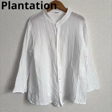 새상품급 Plantation 플랜테이션 주름 가공 스탠드 카라 화이트