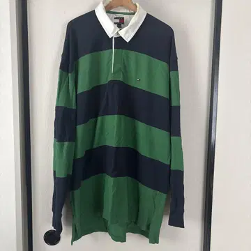 TOMMY HILFIGER 라거 셔츠 남성용 XXL 사이즈 보더 긴팔