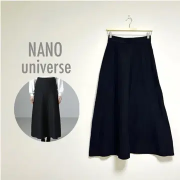 미사용 나노 유니버스 총알 니트 플레어 스커트 블랙 롱 스커트