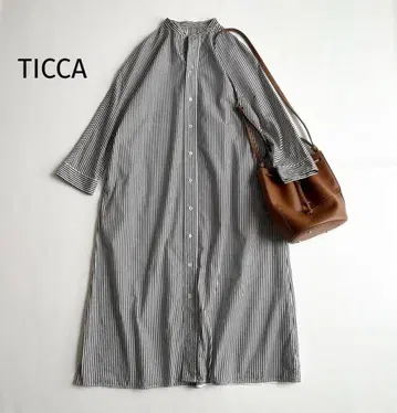 티카*TICCA 별주 텐트 셔츠 원피스 스트라이프 롱