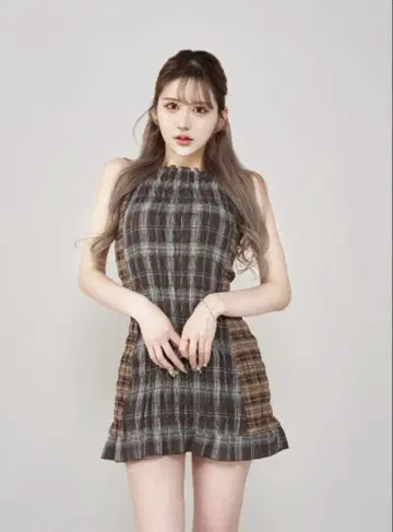 Darich 체크 콤비 미니 원피스