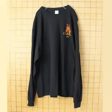 USA GILDAN 말 양면 프린트 긴팔 T셔츠 롱티 블랙 XL aw95