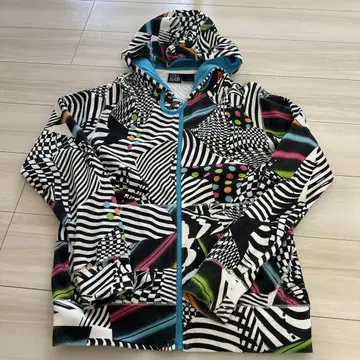 Volcom 기하학 패턴 풀 지퍼 후디 M
