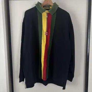 TOMMY HILFIGER 멀티 컬러 하프 지퍼 긴팔 남성용 L