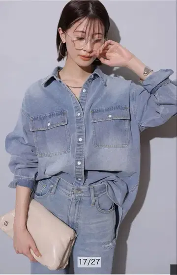 Arpege story 데님 라이트 셔츠 라이트 블루 S 사이즈
