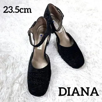 Diana 블랙 스트랩 펌프스 스퀘어토 23.5cm