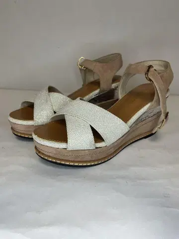 크로스 스트랩 샌들 화이트 베이지 S 22-22.5cm