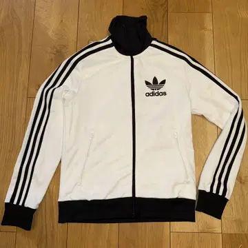 adidas 풀 집업 저지 화이트/블랙