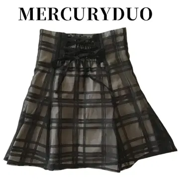 MERCURY DUO 시어 체크 백 레이스업 미니 치마바지