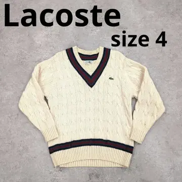 255 Lacoste V넥 스웨터 크림색 4