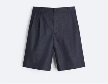 새상품 ZARA ORIGINS 플리츠 데님 버뮤다 팬츠