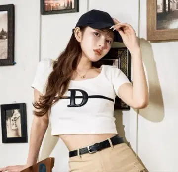 D 로고 크롭 T셔츠 화이트