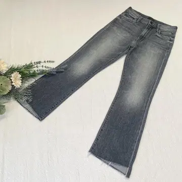 새상품급 [ MOTHER 마더 ] 인사이드 크롭 스텝 플라이 블랙 S