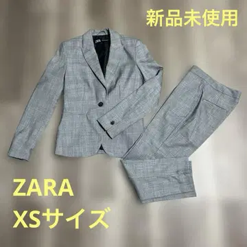 [ 미사용 새상품 ] ZARA 수트 셋업 자켓 세트 그레이 체크 XS