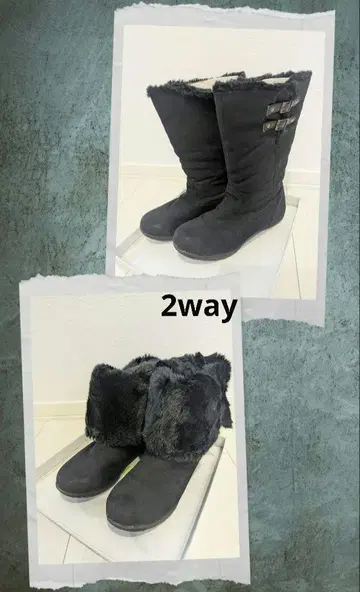 퍼 블랙 블랙 2way 미들 하프 숏 부츠 M