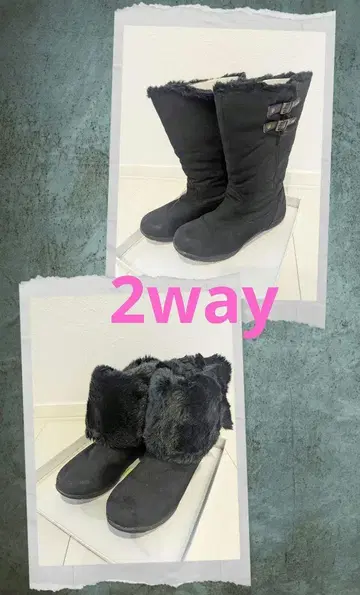 퍼 블랙 블랙 2way 미들 하프 숏 부츠 M