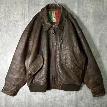 최고급 이탈리아 리얼 가죽 봄버 자켓 짧은 기장 브라운 빈티지