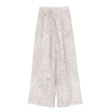 HYKE CONTOUR LINE WIDE LEG PANTS CREAM