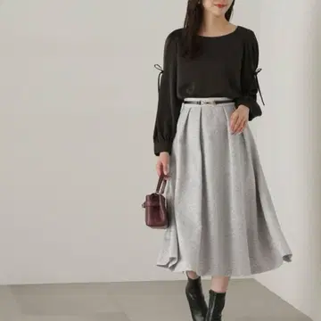 프로포션 바디 드레싱 베이직 트위드 플레어 스커트 화이트