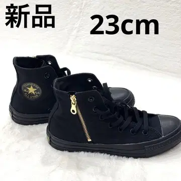 새상품 미사용 컨버스 하이컷 스니커즈 골드 지퍼 23cm