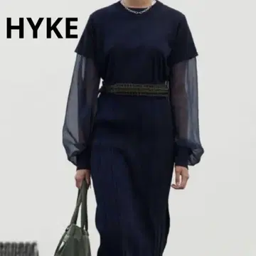 하이크 HYKE 시어 슬리브 풀오버 네이비