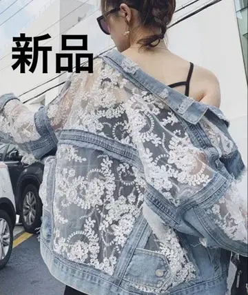 glamorous jane 레이스 x 데님 절개 G 재킷