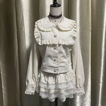 프릴 자켓 펄 버튼 페어리 그런지 히메갸루