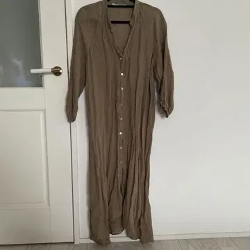 ZARA 린넨 베이지 셔츠 원피스 긴팔