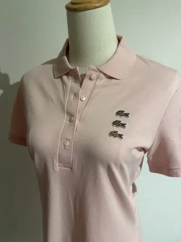 레어 LACOSTE 핑크 피케 셔츠 반팔 원피스 3연 와니