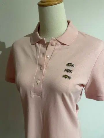 레어 LACOSTE 라코스테 핑크 피케 셔츠 반팔 원피스 3연 악어