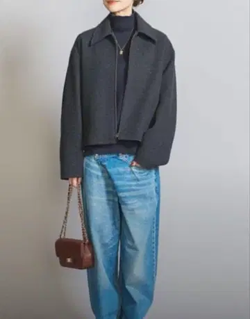 울라이크 숏 지퍼 블루종