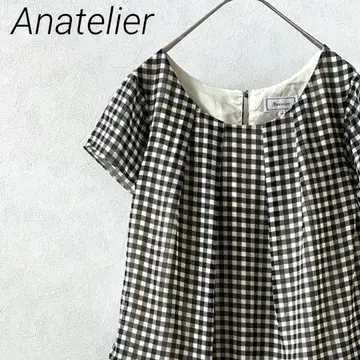 Anatelier 무릎 기장 원피스 깅엄 체크 허리밴딩 안감 부착