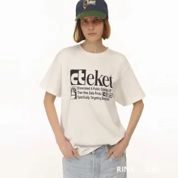 Teket Plan Tee 텍스트 프린트 화이트 반팔 셔츠