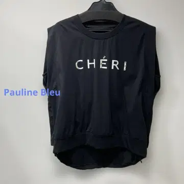 Pauline Bleu 펄 로고 프린트 프렌치 슬리브 블랙