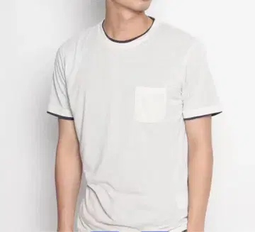 화이트 포켓 부착 T셔츠